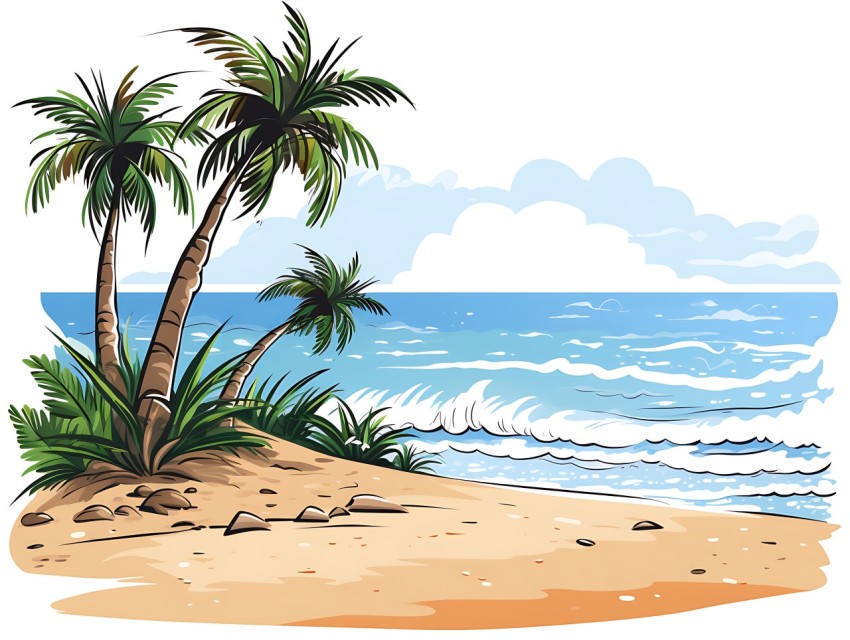 Beach Illustrations Pop Art Sea Vector Summer (471)