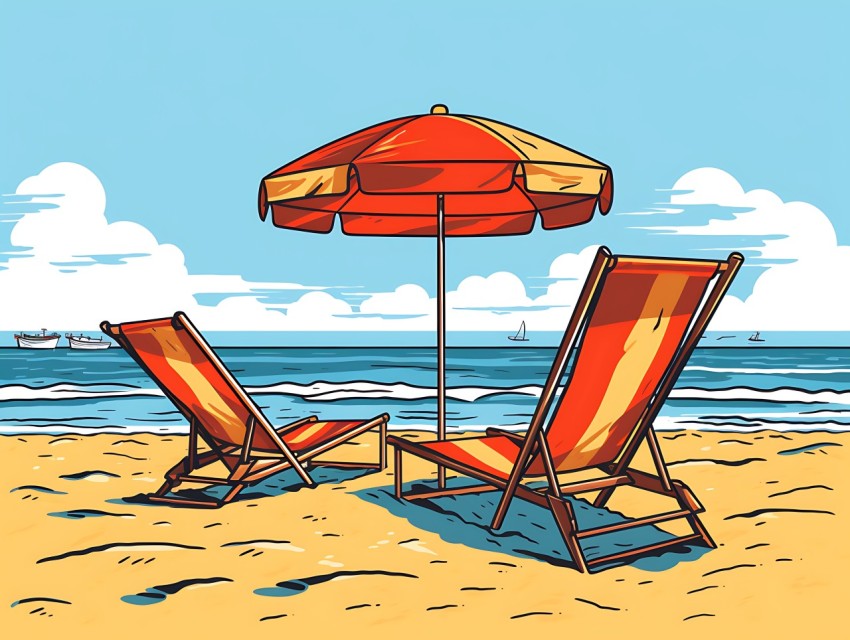 Beach Illustrations Pop Art Sea Vector Summer (459)