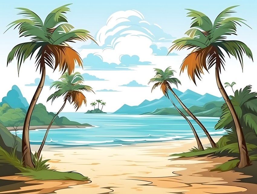 Beach Illustrations Pop Art Sea Vector Summer (481)