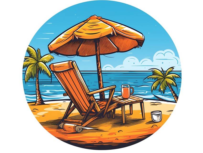 Beach Illustrations Pop Art Sea Vector Summer (482)