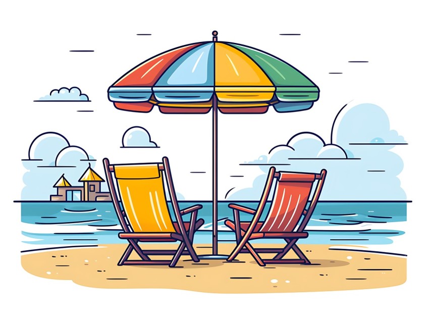 Beach Illustrations Pop Art Sea Vector Summer (524)