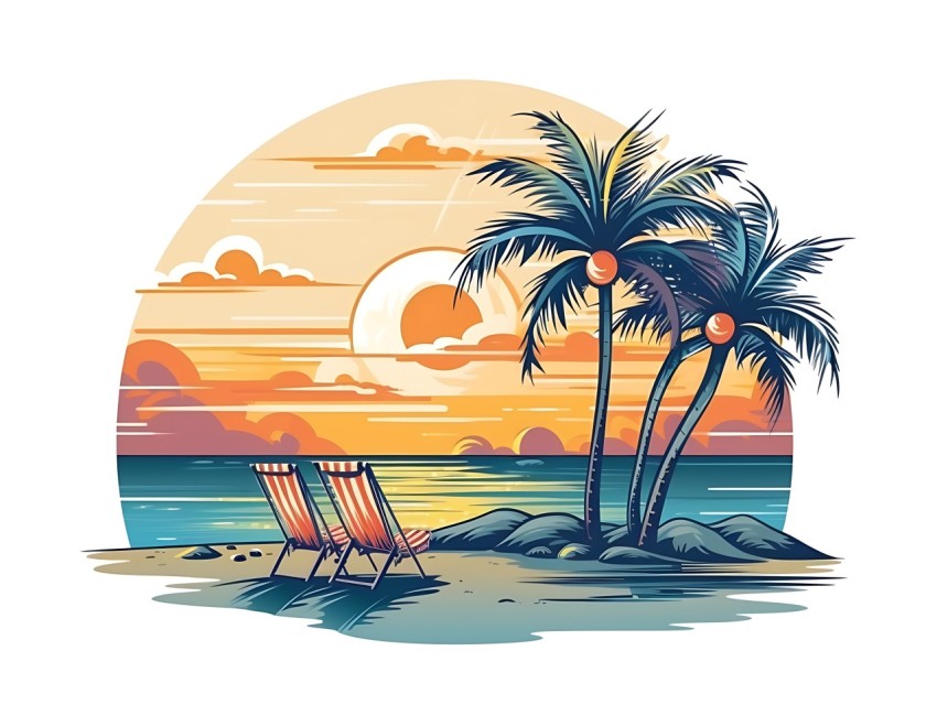 Beach Illustrations Pop Art Sea Vector Summer (510)
