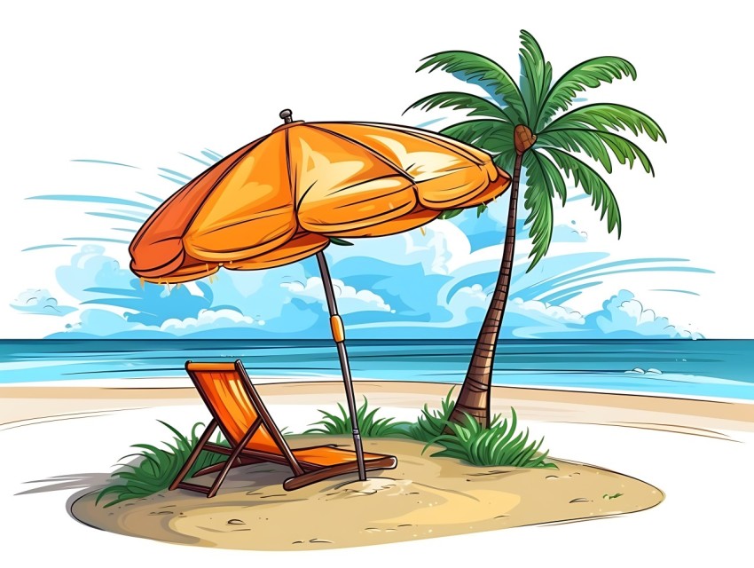 Beach Illustrations Pop Art Sea Vector Summer (512)