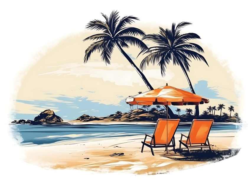 Beach Illustrations Pop Art Sea Vector Summer (541)