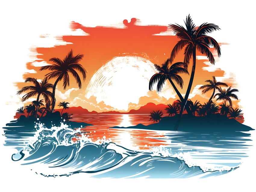 Beach Illustrations Pop Art Sea Vector Summer (511)