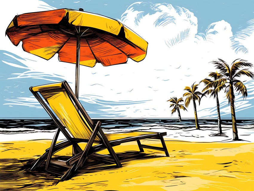 Beach Illustrations Pop Art Sea Vector Summer (504)