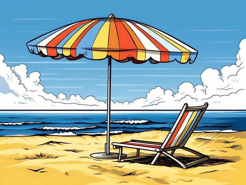Beach Illustrations Pop Art Sea Vector Summer (527)