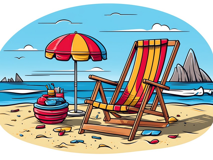 Beach Illustrations Pop Art Sea Vector Summer (528)