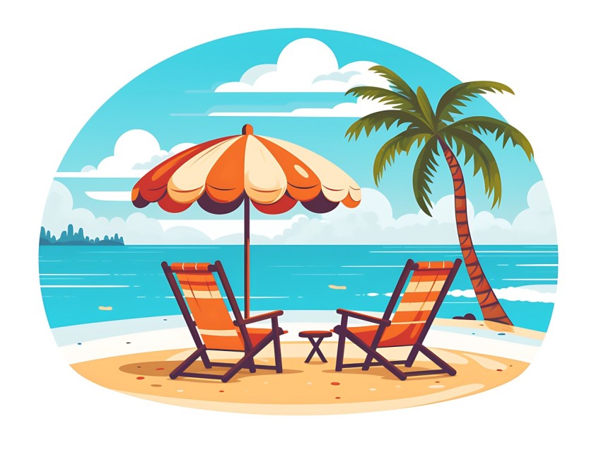 Beach Illustrations Pop Art Sea Vector Summer (585)