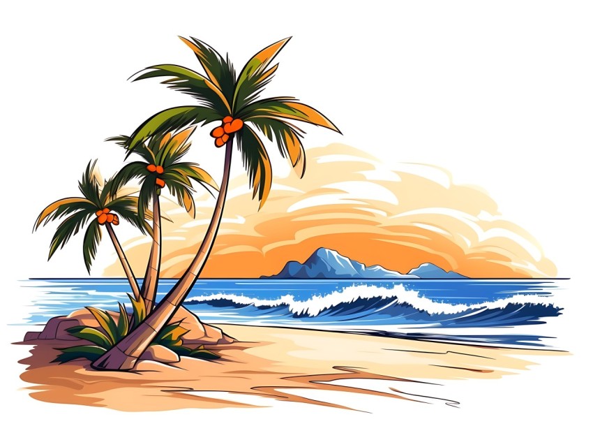 Beach Illustrations Pop Art Sea Vector Summer (594)