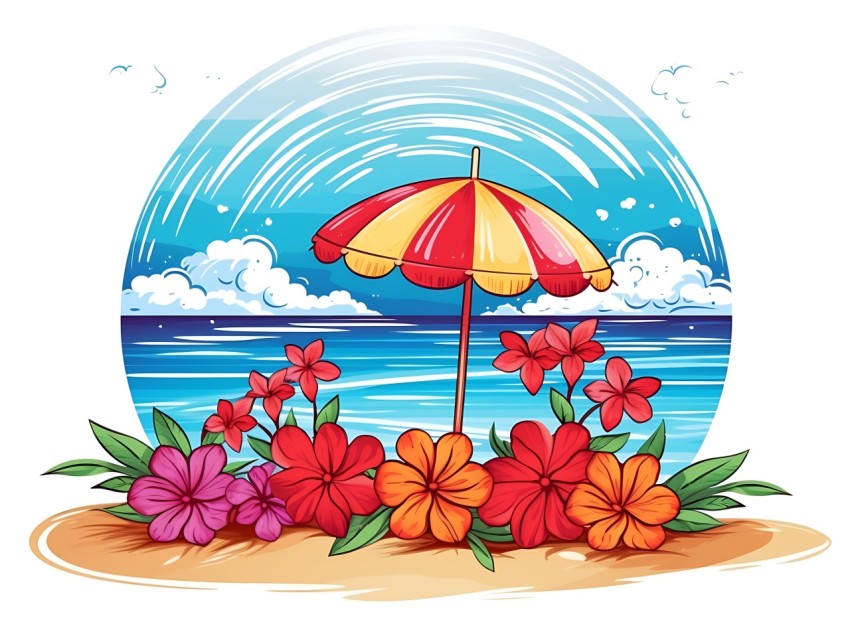 Beach Illustrations Pop Art Sea Vector Summer (553)
