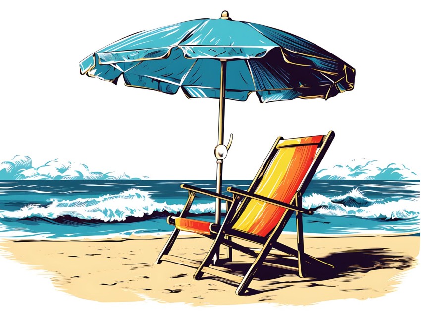 Beach Illustrations Pop Art Sea Vector Summer (589)