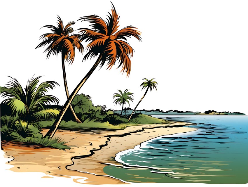 Beach Illustrations Pop Art Sea Vector Summer (590)