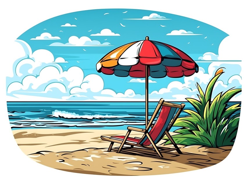 Beach Illustrations Pop Art Sea Vector Summer (586)