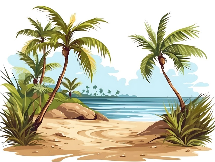 Beach Illustrations Pop Art Sea Vector Summer (552)