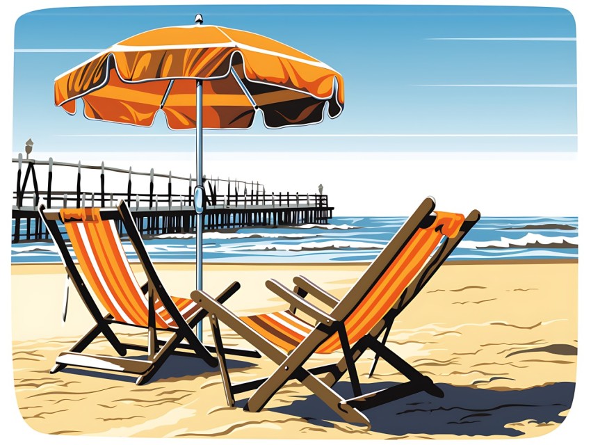 Beach Illustrations Pop Art Sea Vector Summer (568)