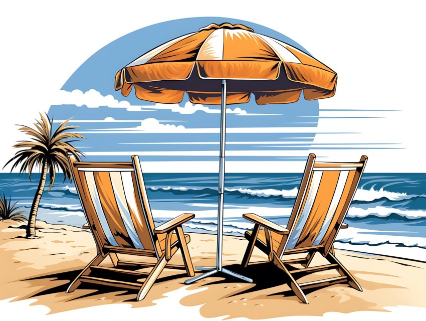 Beach Illustrations Pop Art Sea Vector Summer (562)
