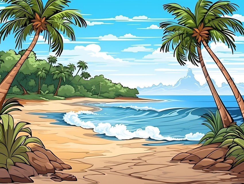 Beach Illustrations Pop Art Sea Vector Summer (595)