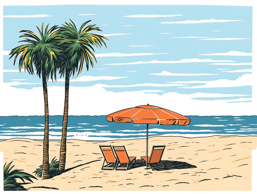 Beach Illustrations Pop Art Sea Vector Summer (625)