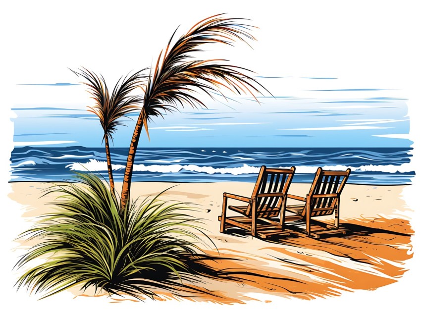Beach Illustrations Pop Art Sea Vector Summer (611)