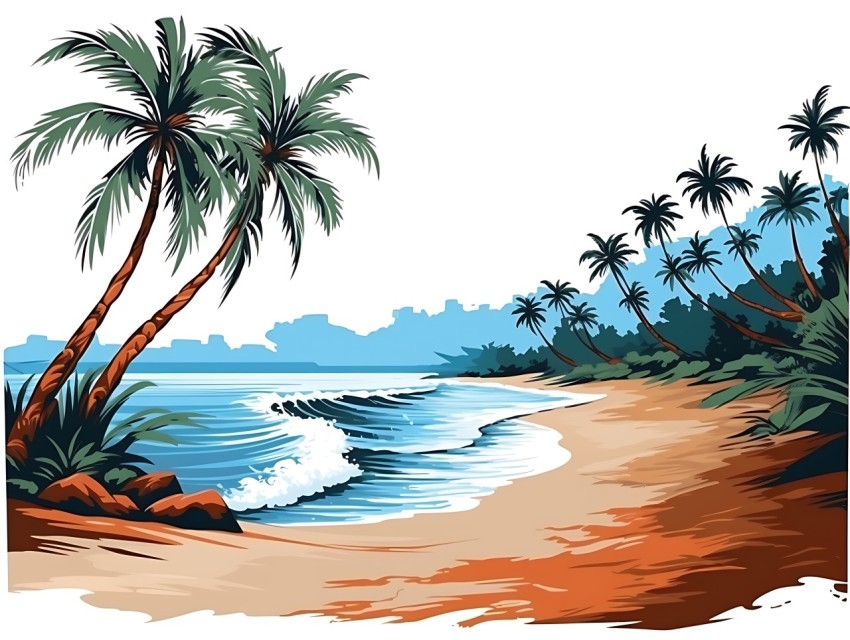 Beach Illustrations Pop Art Sea Vector Summer (607)