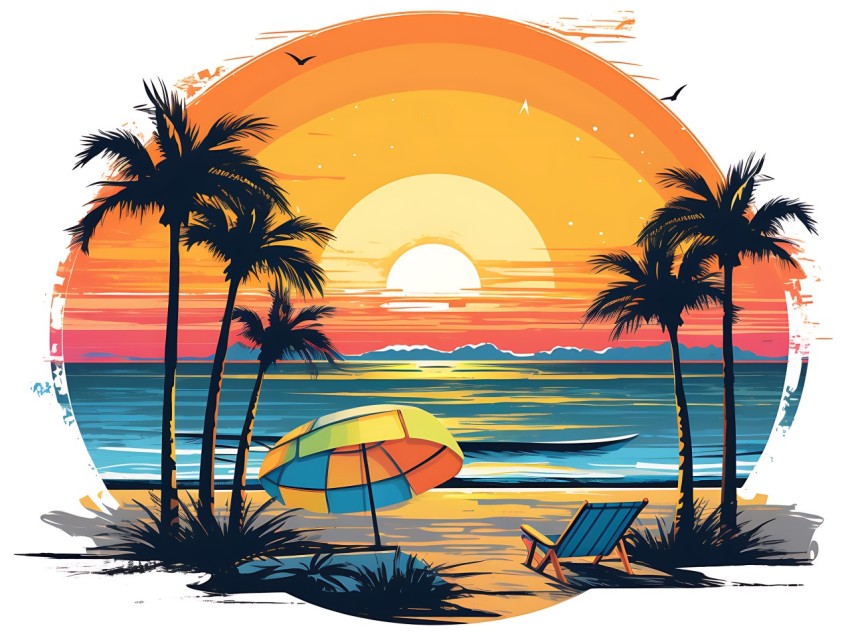 Beach Illustrations Pop Art Sea Vector Summer (635)