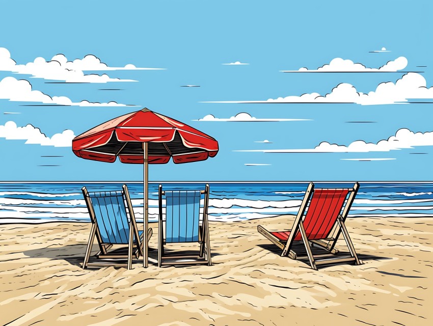 Beach Illustrations Pop Art Sea Vector Summer (624)