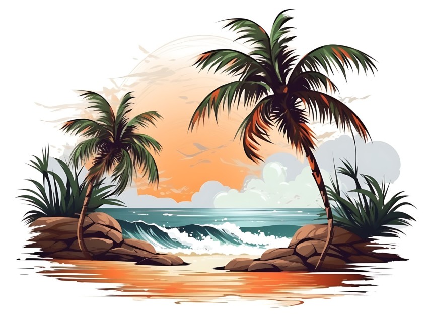Beach Illustrations Pop Art Sea Vector Summer (603)