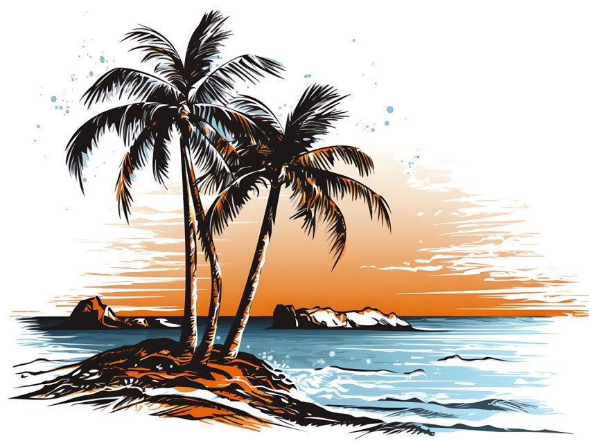 Beach Illustrations Pop Art Sea Vector Summer (616)