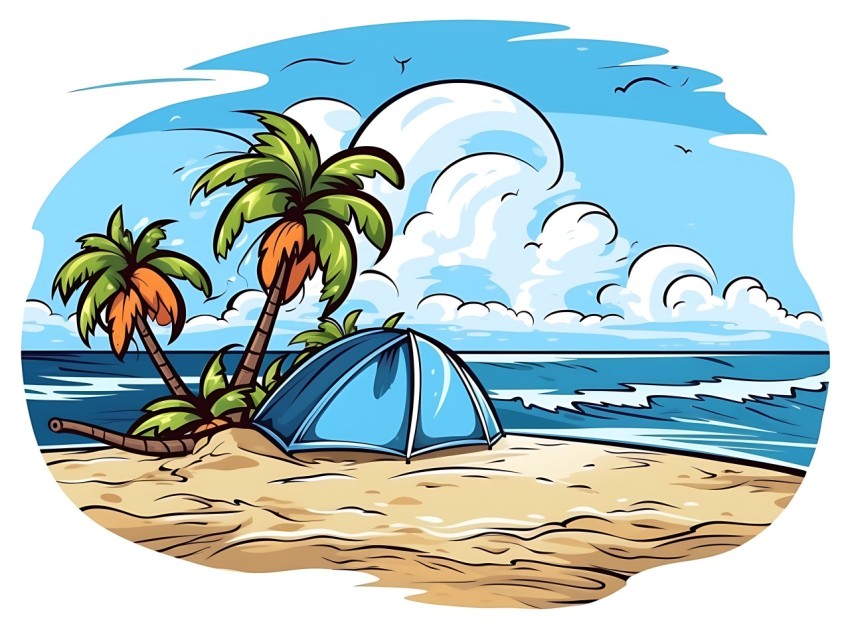 Beach Illustrations Pop Art Sea Vector Summer (673)