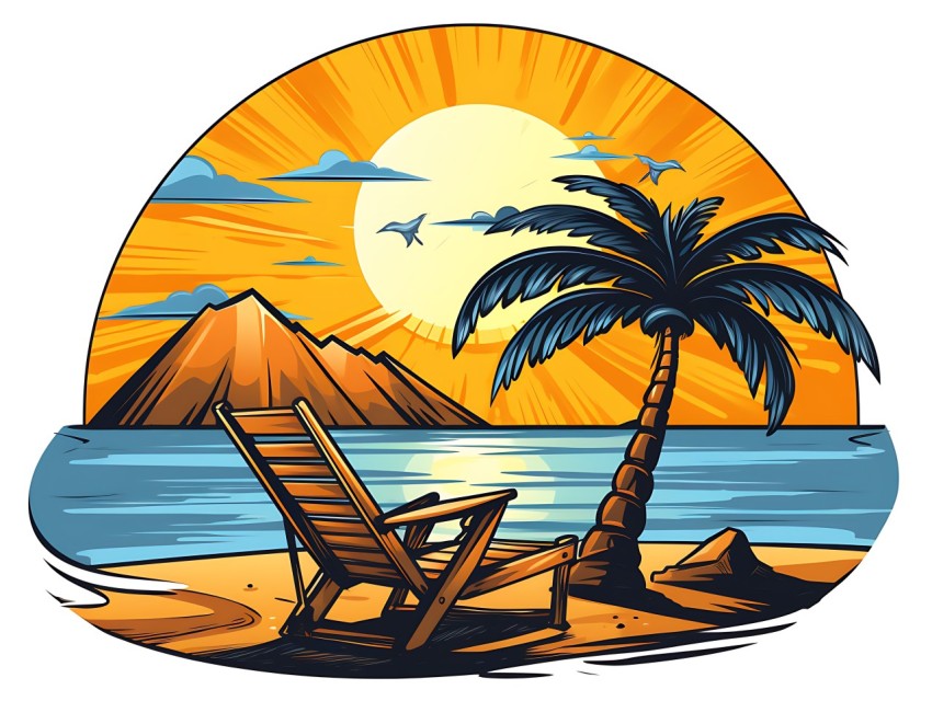 Beach Illustrations Pop Art Sea Vector Summer (663)