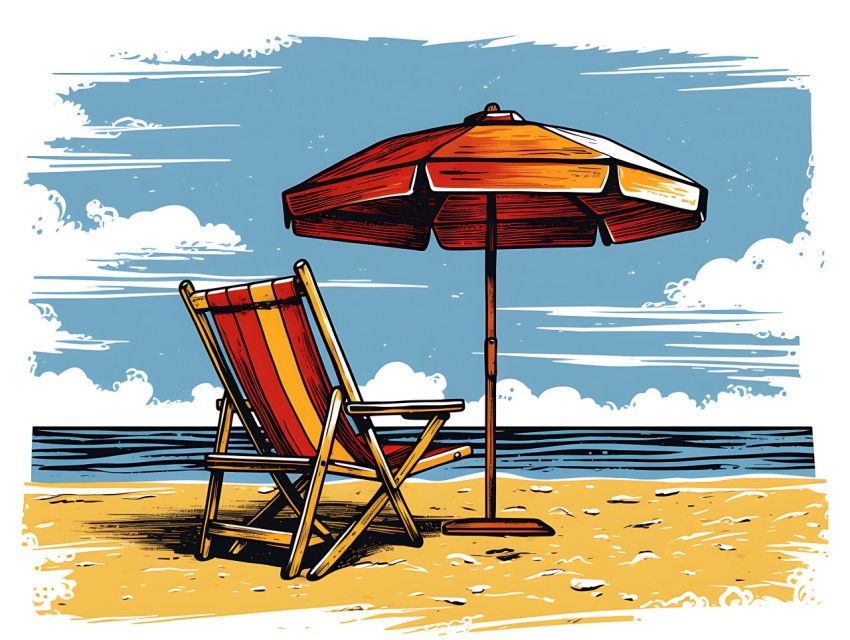 Beach Illustrations Pop Art Sea Vector Summer (699)