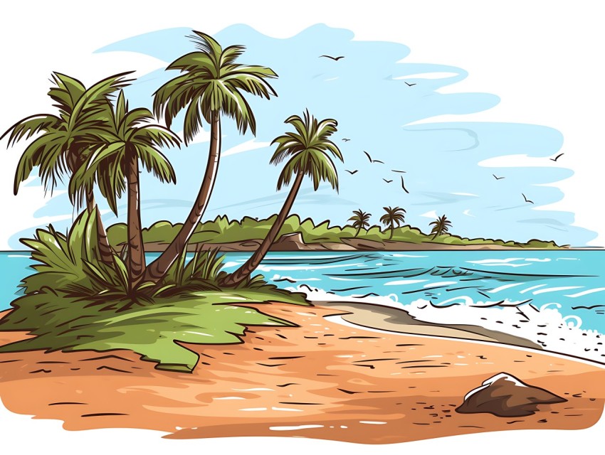 Beach Illustrations Pop Art Sea Vector Summer (657)