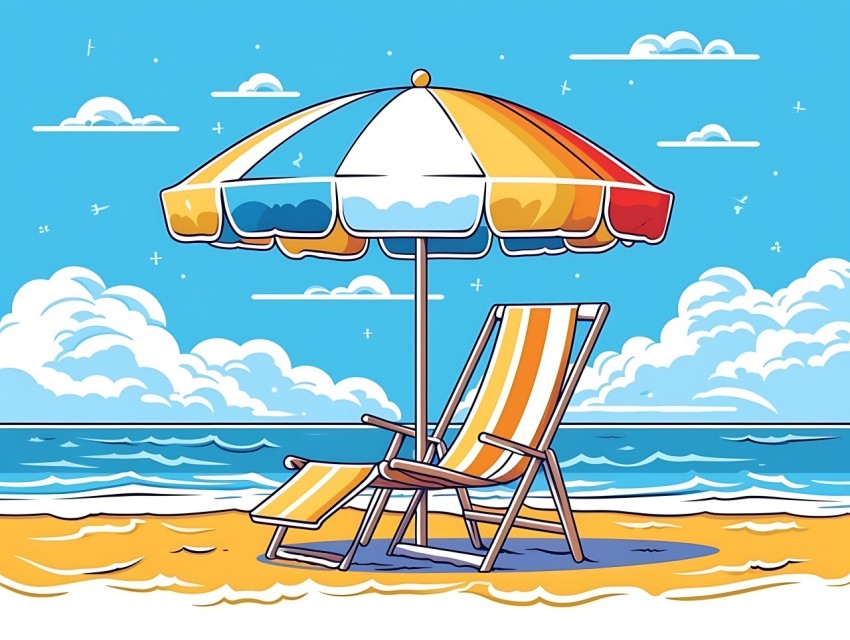 Beach Illustrations Pop Art Sea Vector Summer (700)