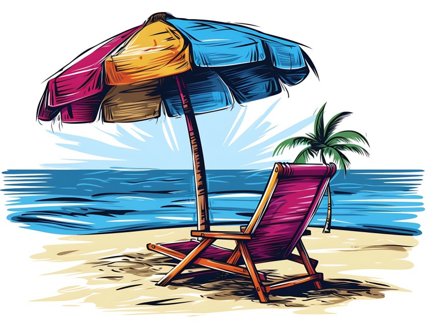 Beach Illustrations Pop Art Sea Vector Summer (695)