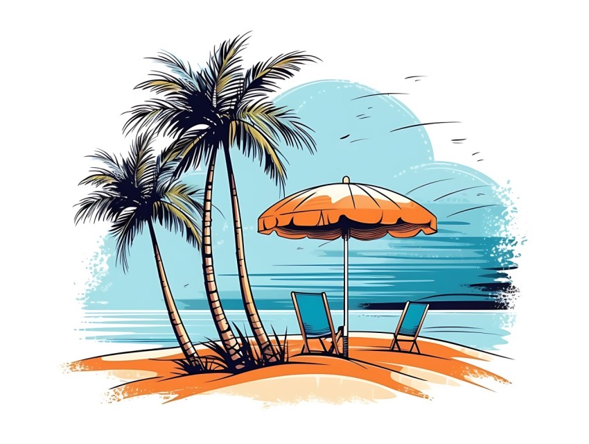 Beach Illustrations Pop Art Sea Vector Summer (701)