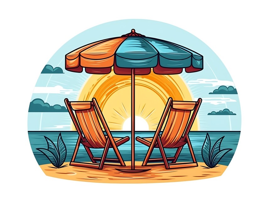 Beach Illustrations Pop Art Sea Vector Summer (728)