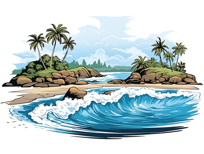 Beach Illustrations Pop Art Sea Vector Summer (727)