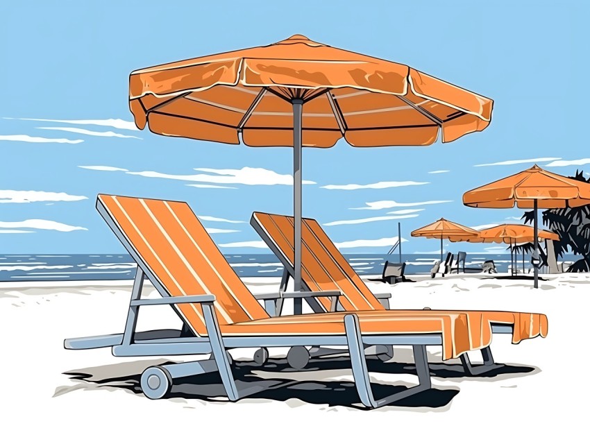 Beach Illustrations Pop Art Sea Vector Summer (718)