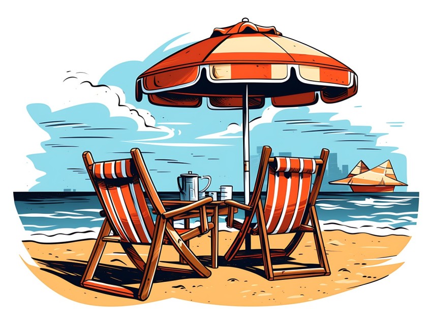 Beach Illustrations Pop Art Sea Vector Summer (737)