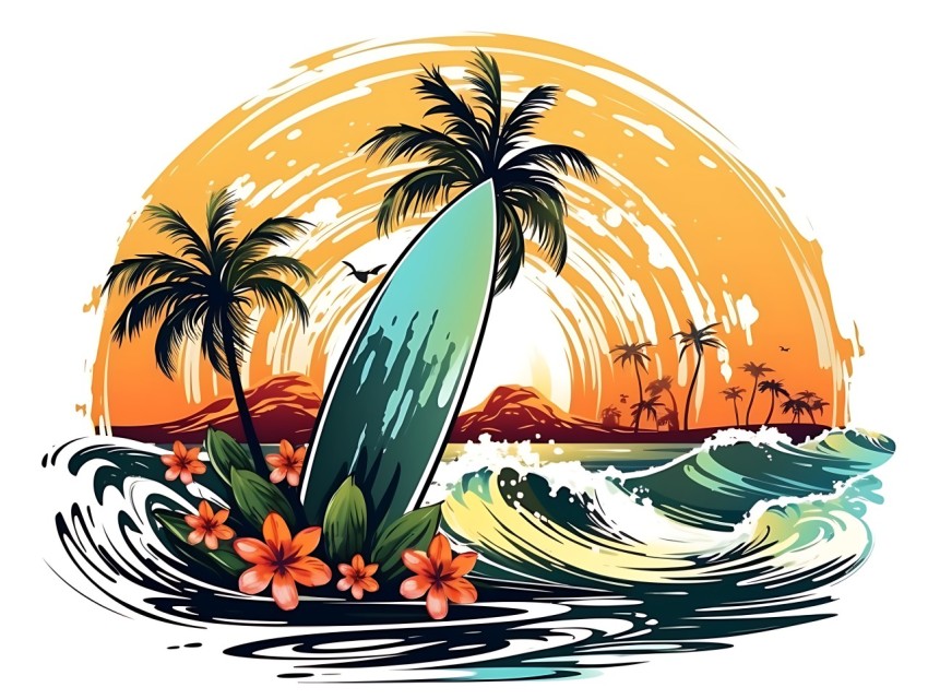 Beach Illustrations Pop Art Sea Vector Summer (733)