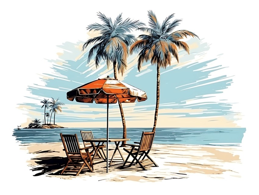 Beach Illustrations Pop Art Sea Vector Summer (721)