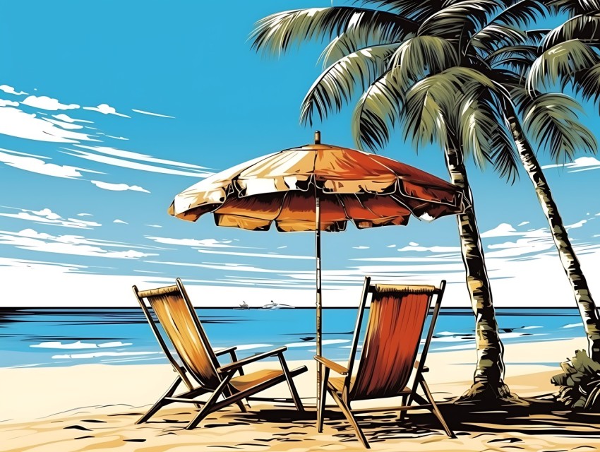 Beach Illustrations Pop Art Sea Vector Summer (710)