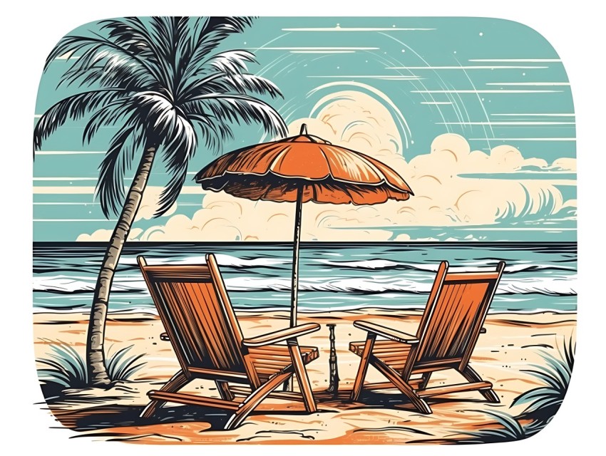 Beach Illustrations Pop Art Sea Vector Summer (749)