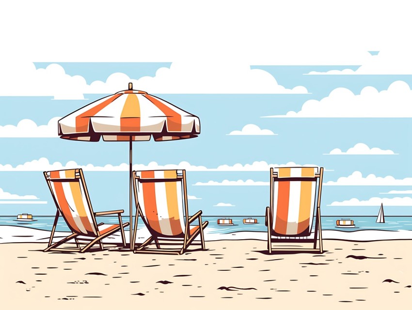 Beach Illustrations Pop Art Sea Vector Summer (789)