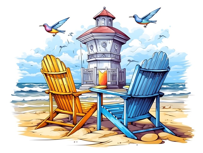 Beach Illustrations Pop Art Sea Vector Summer (790)