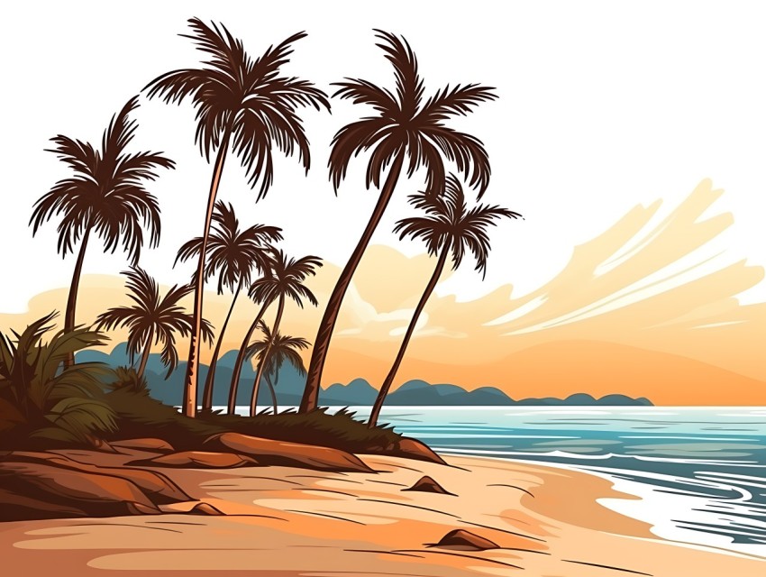 Beach Illustrations Pop Art Sea Vector Summer (752)