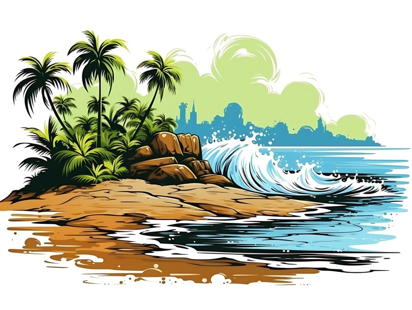 Beach Illustrations Pop Art Sea Vector Summer (791)