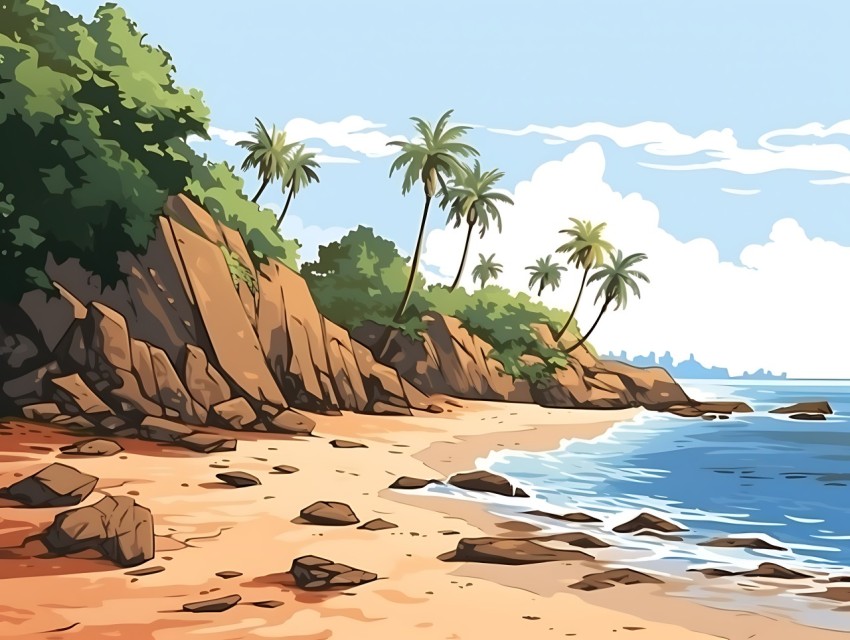 Beach Illustrations Pop Art Sea Vector Summer (787)