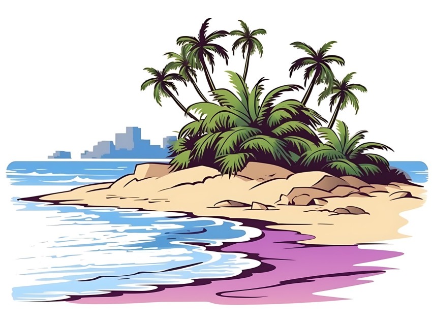 Beach Illustrations Pop Art Sea Vector Summer (806)